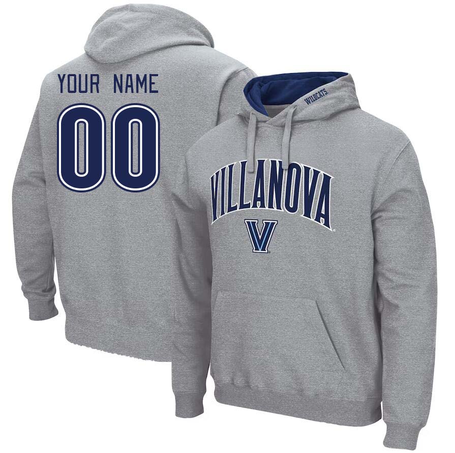 Custom Villanova Wildcats Name And Number College Hoodie-Gray